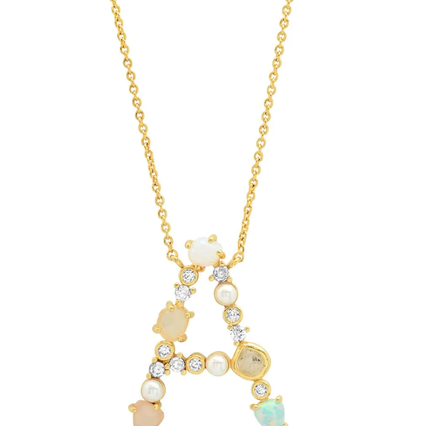 Opal Stone Monogram Necklace
