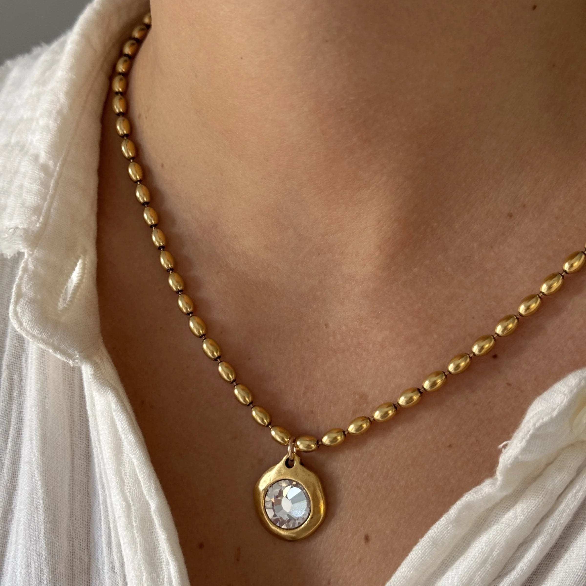 Bezel Crystal Necklace