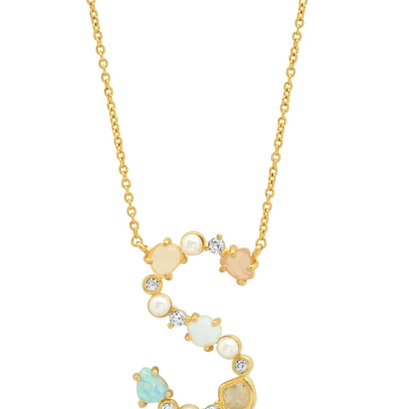 Opal Stone Monogram Necklace