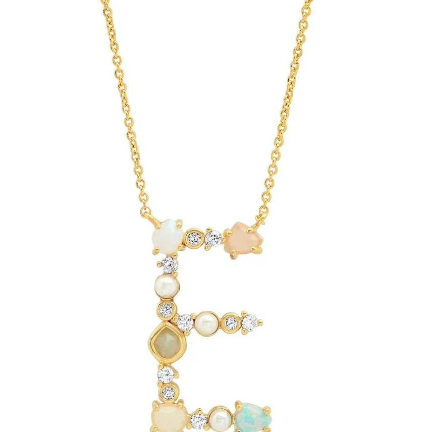 Opal Stone Monogram Necklace