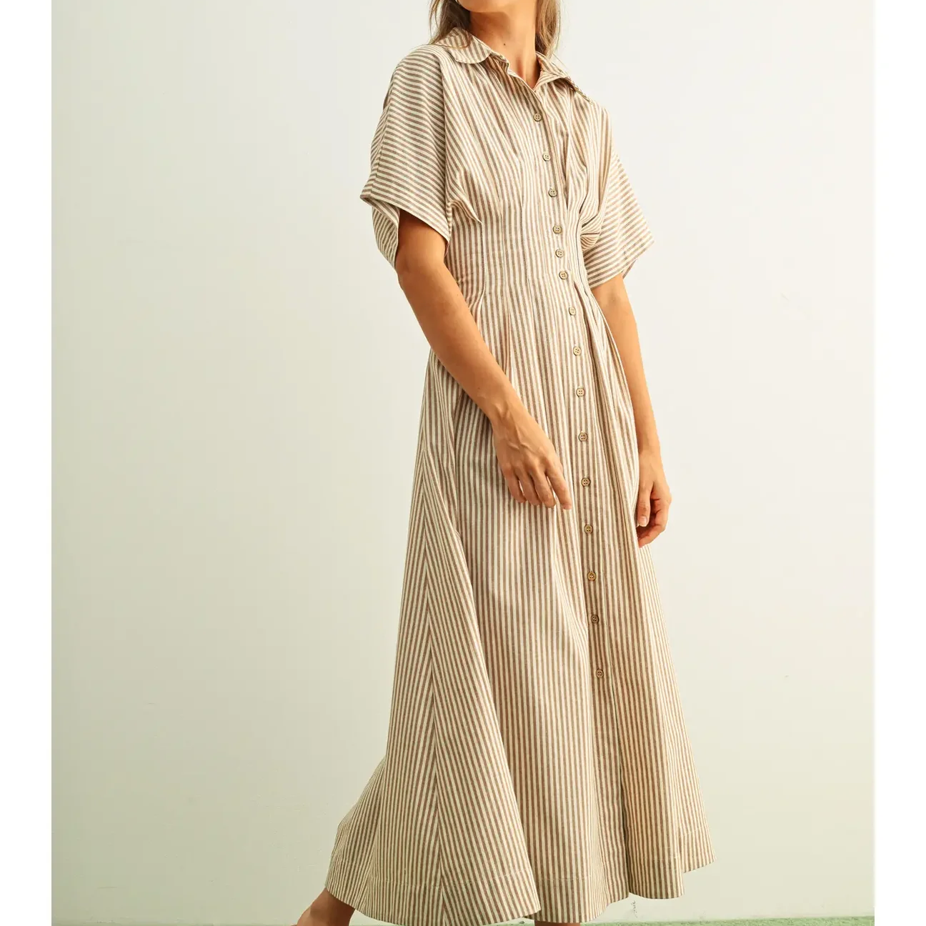 Striped Buttondown Shirt Dress