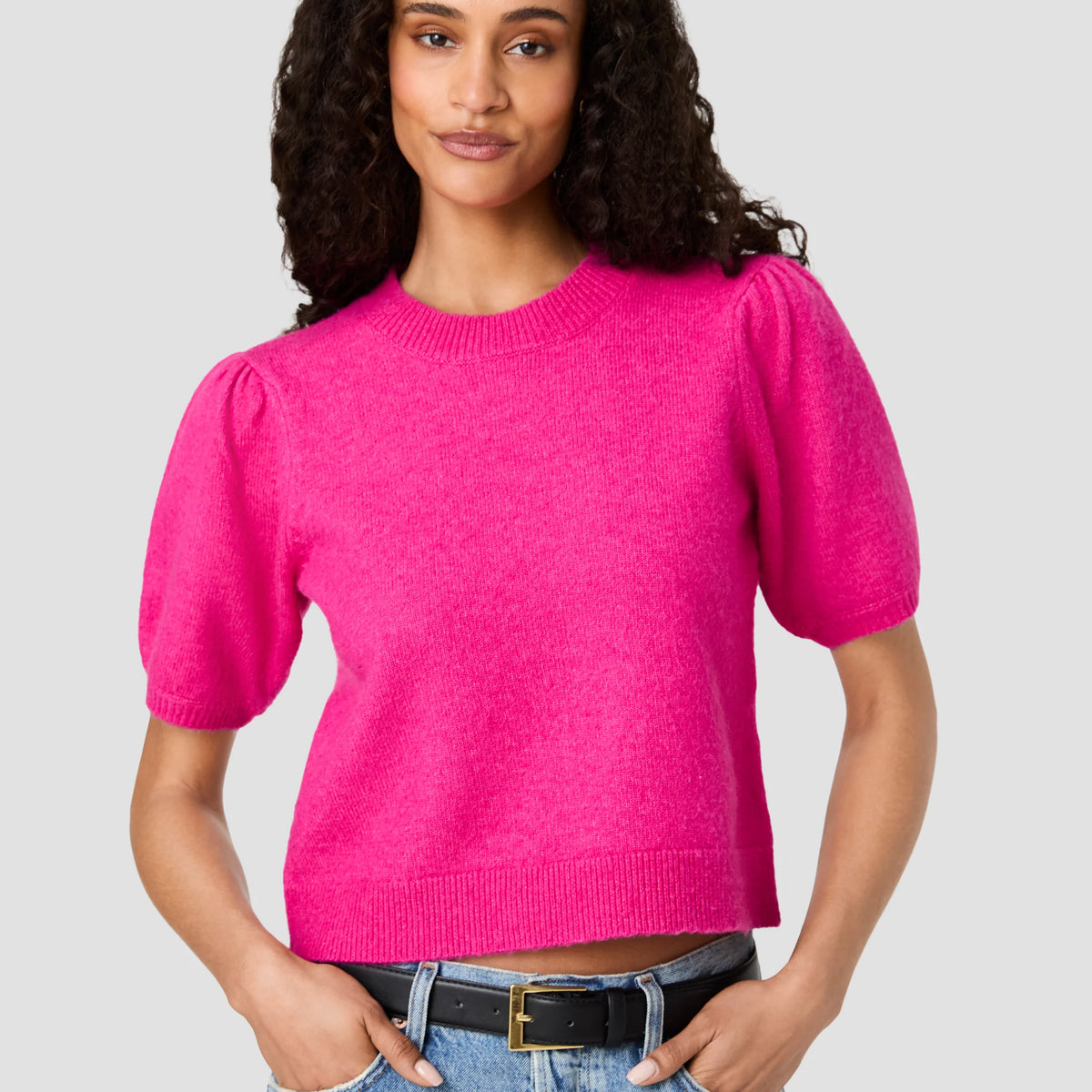Yulia Knit Puff Sleeve Top