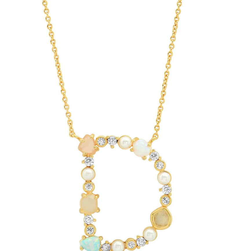 Opal Stone Monogram Necklace