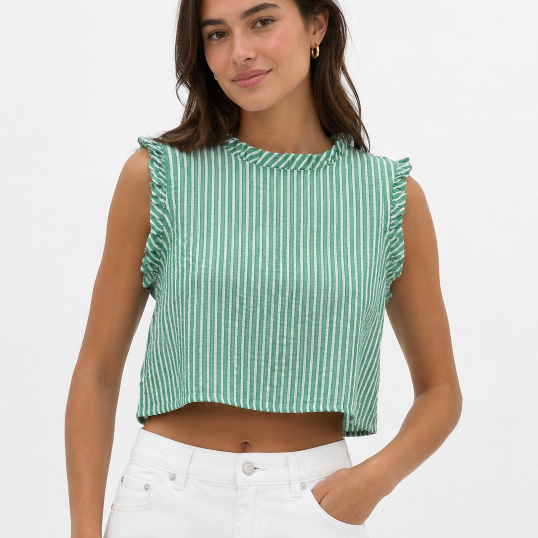 Aviana Top in Green Stripe