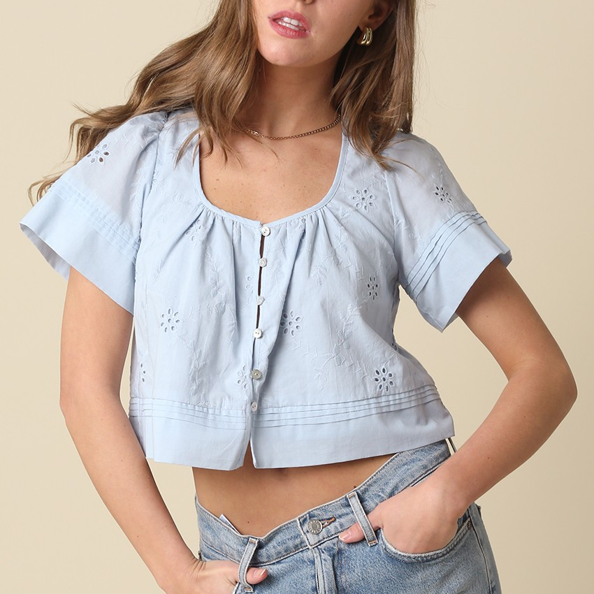 Elaine Flutter Sleeve Cropped Top