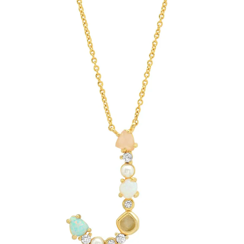 Opal Stone Monogram Necklace