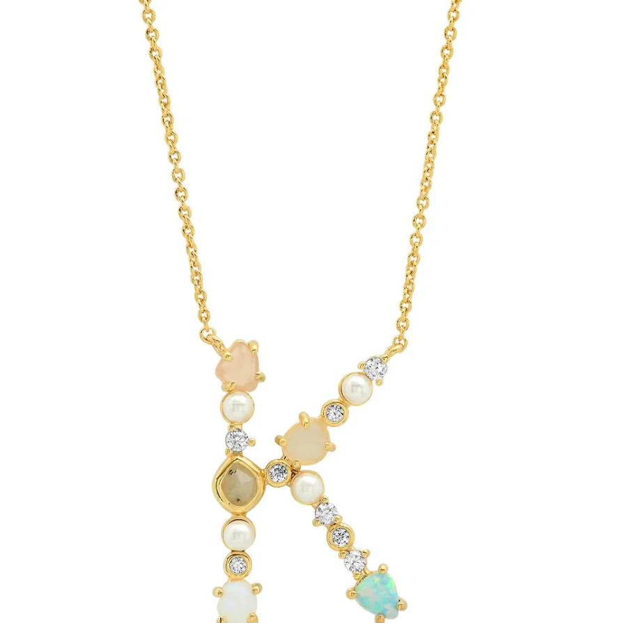 Opal Stone Monogram Necklace