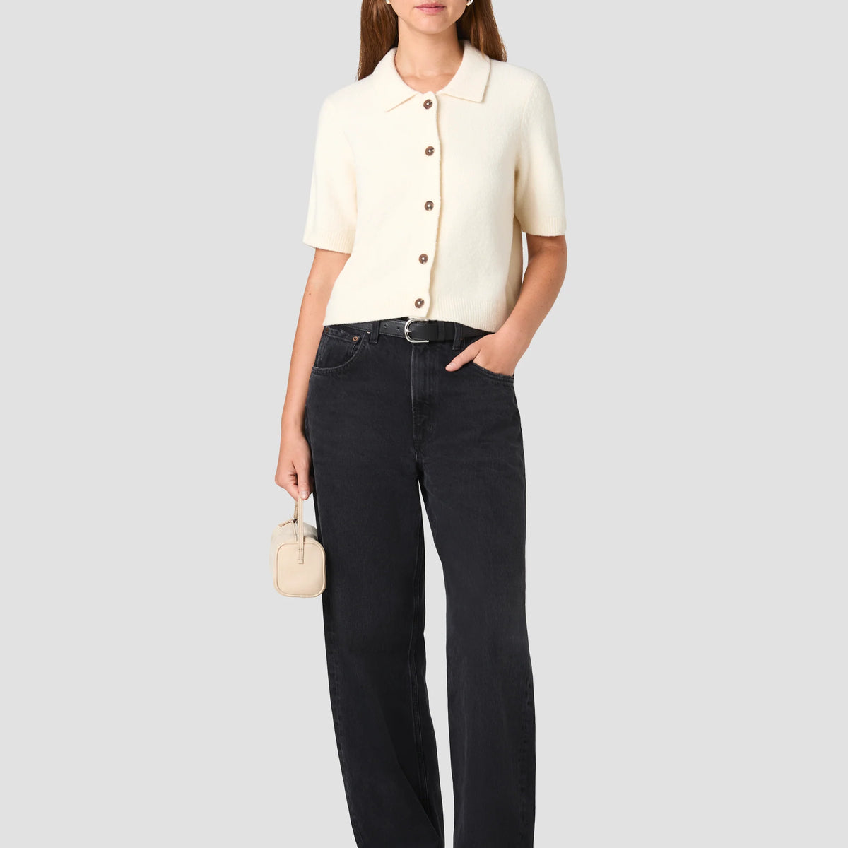 Suzie Knit Shortsleeve Collar Top