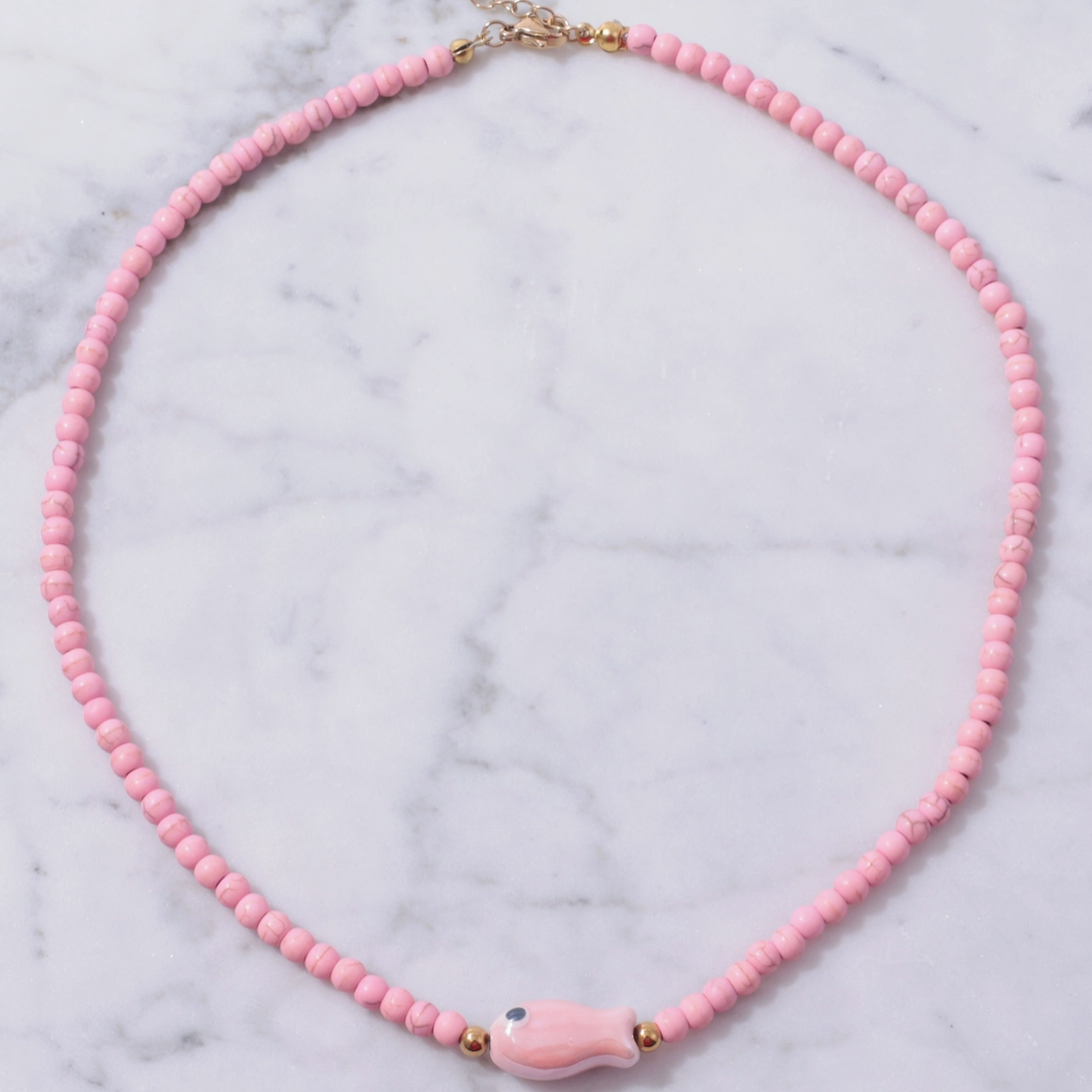 Good Luck Fish Bahama Wood Bead Necklace