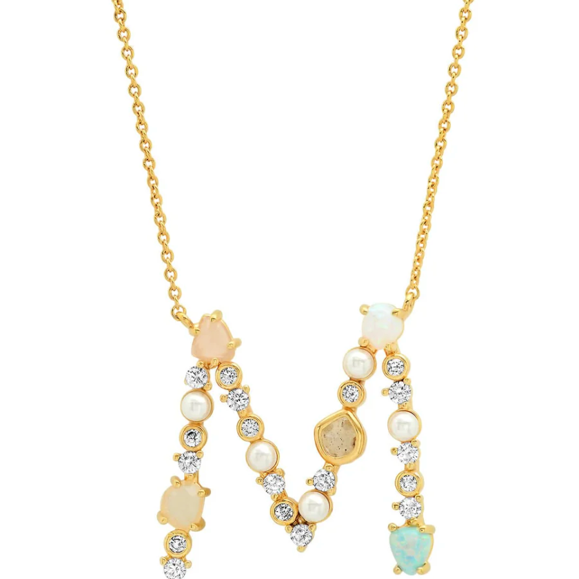Opal Stone Monogram Necklace