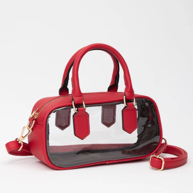 Clear Plastic East-West Top Handle/Crossbody Bag