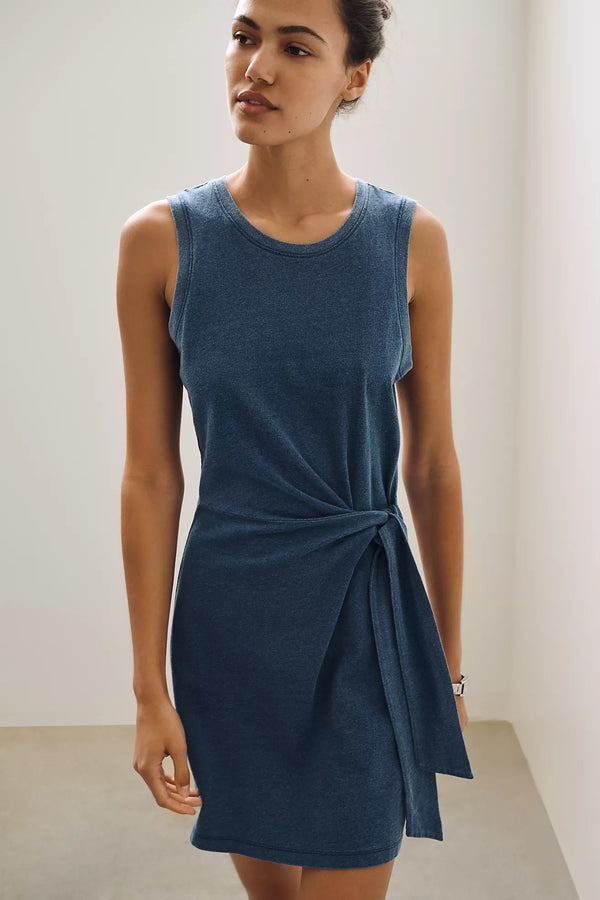 MATTIE JERSEY DENIM MINI DRESS in INDIGO
