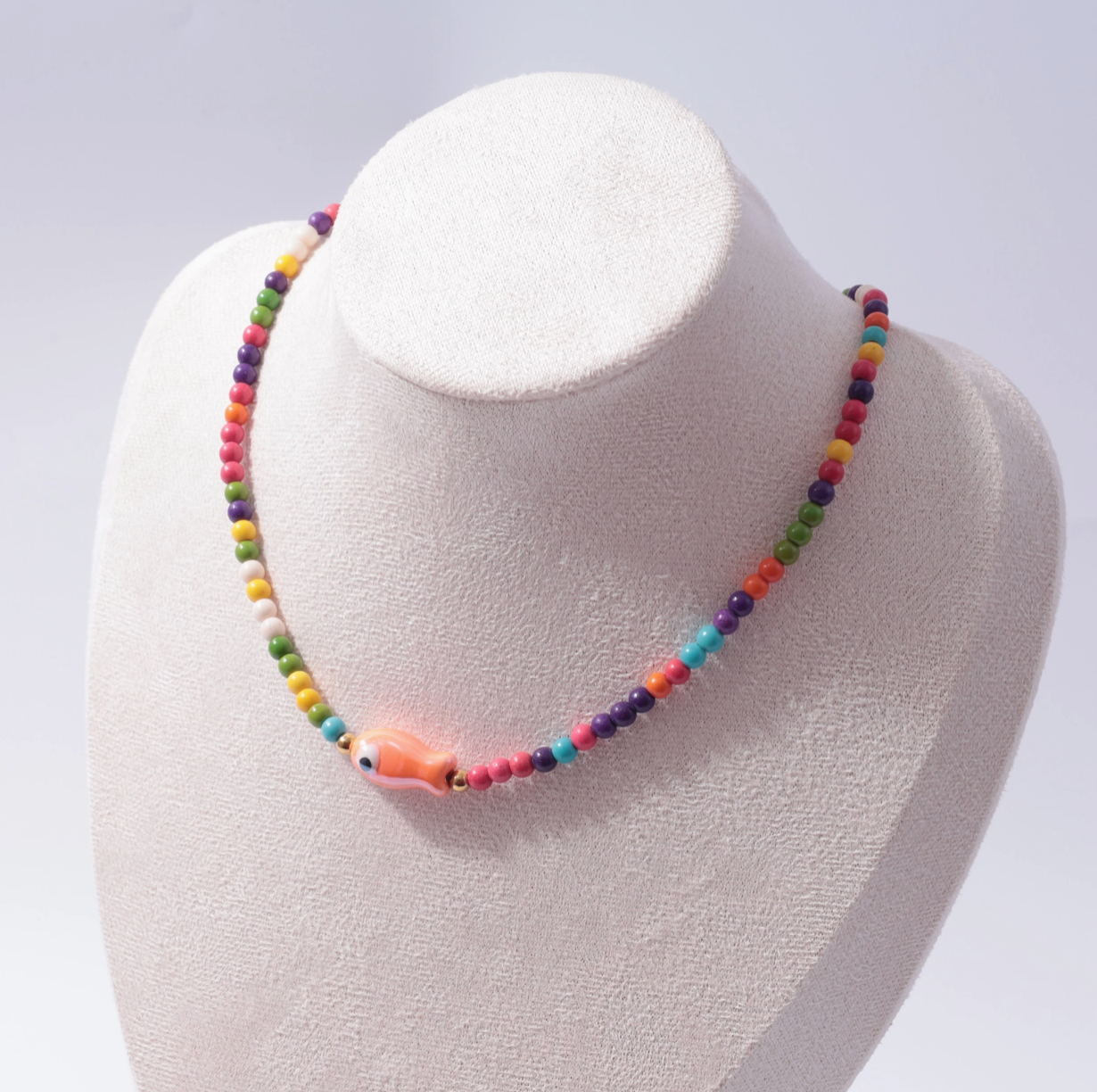 Good Luck Fish Bahama Wood Bead Necklace