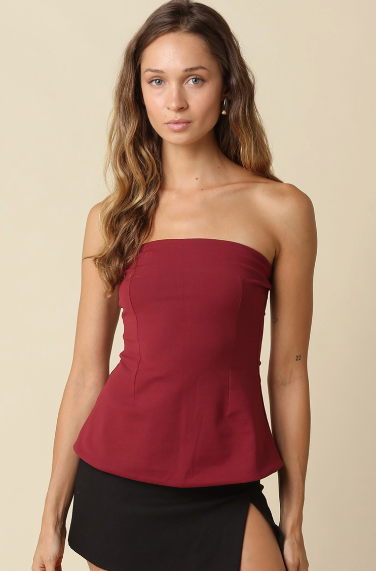 Mika Ribbed Strapless Tube Top