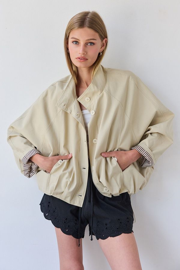 Stand Collar Button Jacket