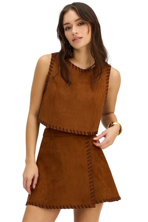 WHIPSTITCH EZRA SKIRT in Chestnut