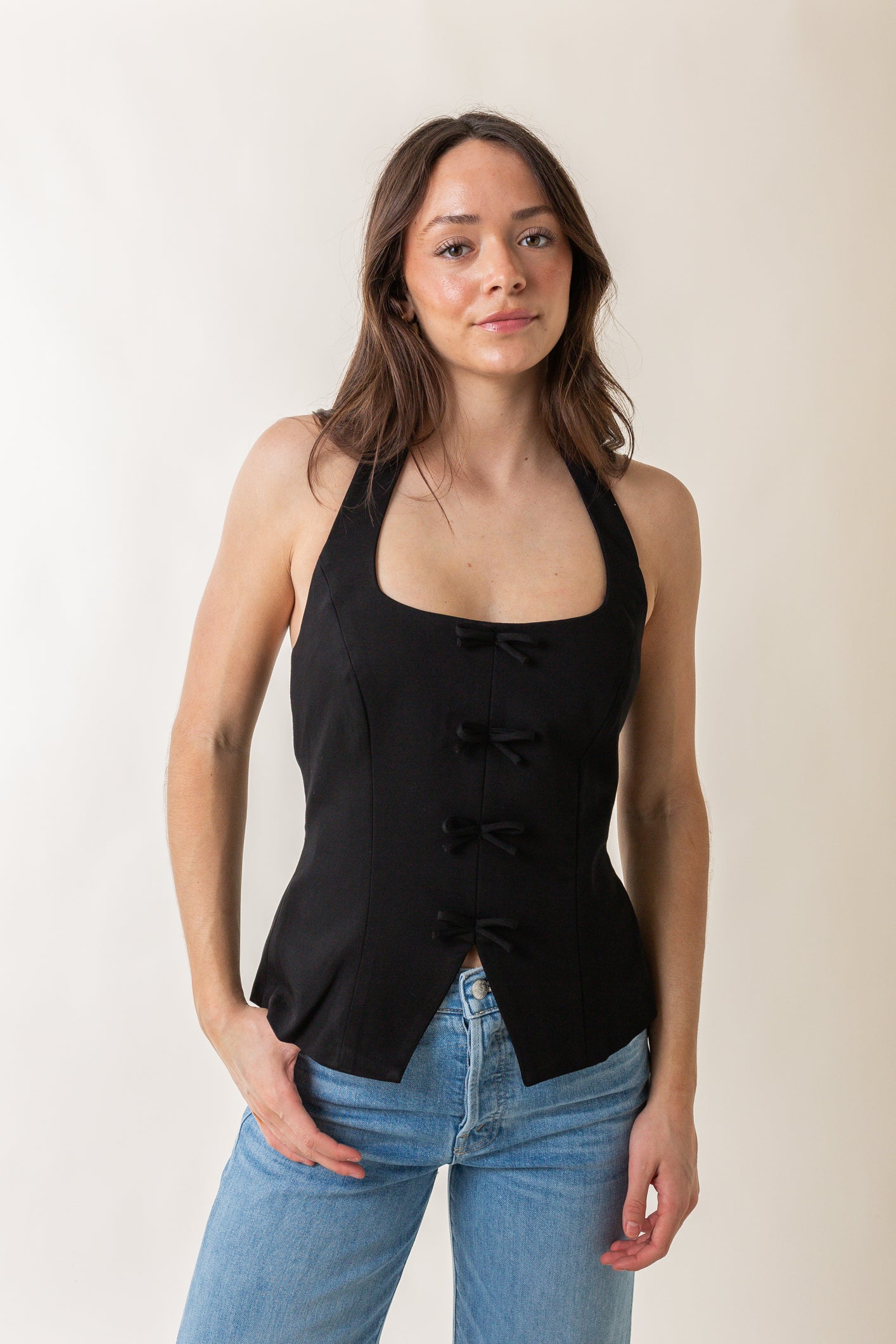 black halter vest