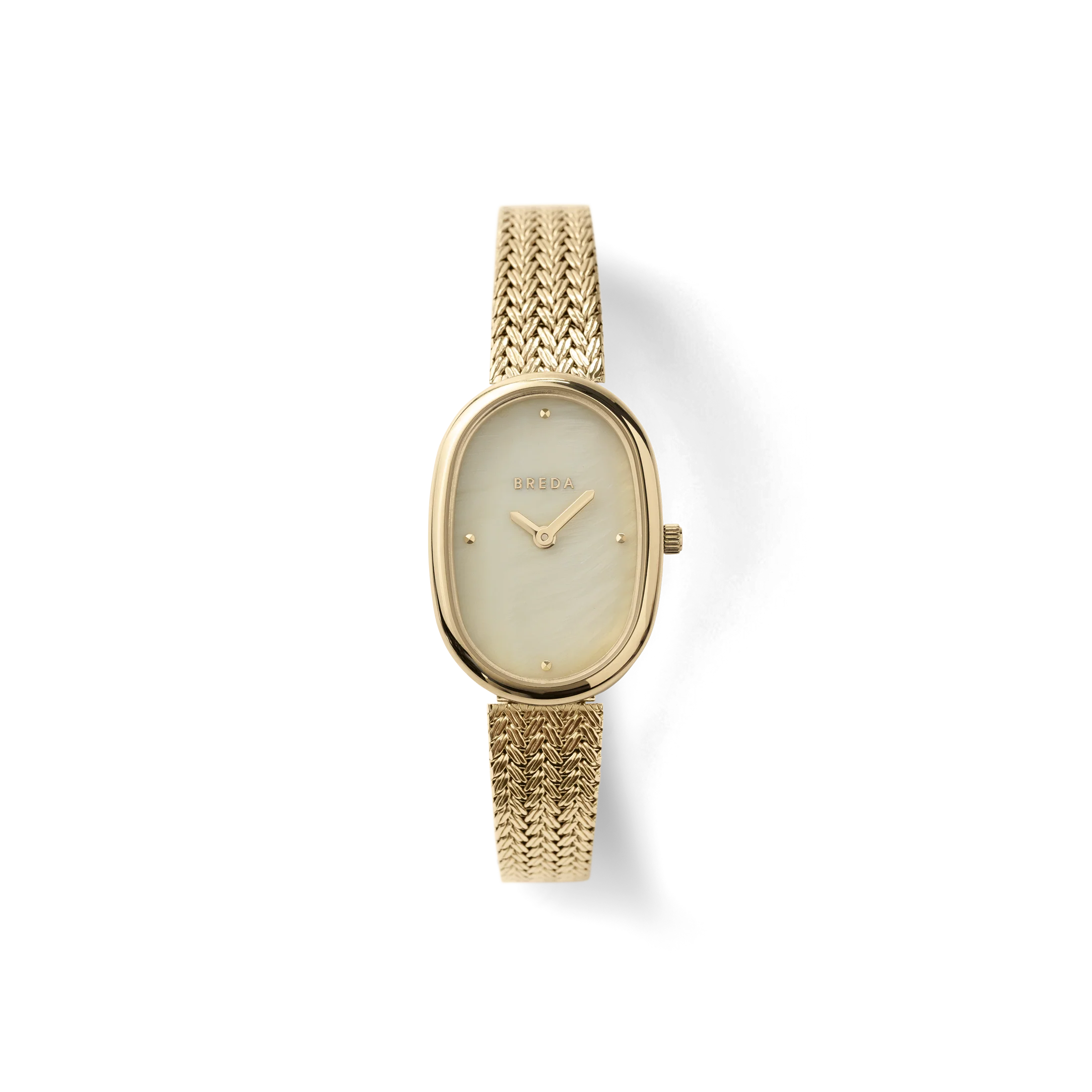 BREDA Women's 'Jane Tethered' Gold and Mesh Bracelet Watch, 23MM