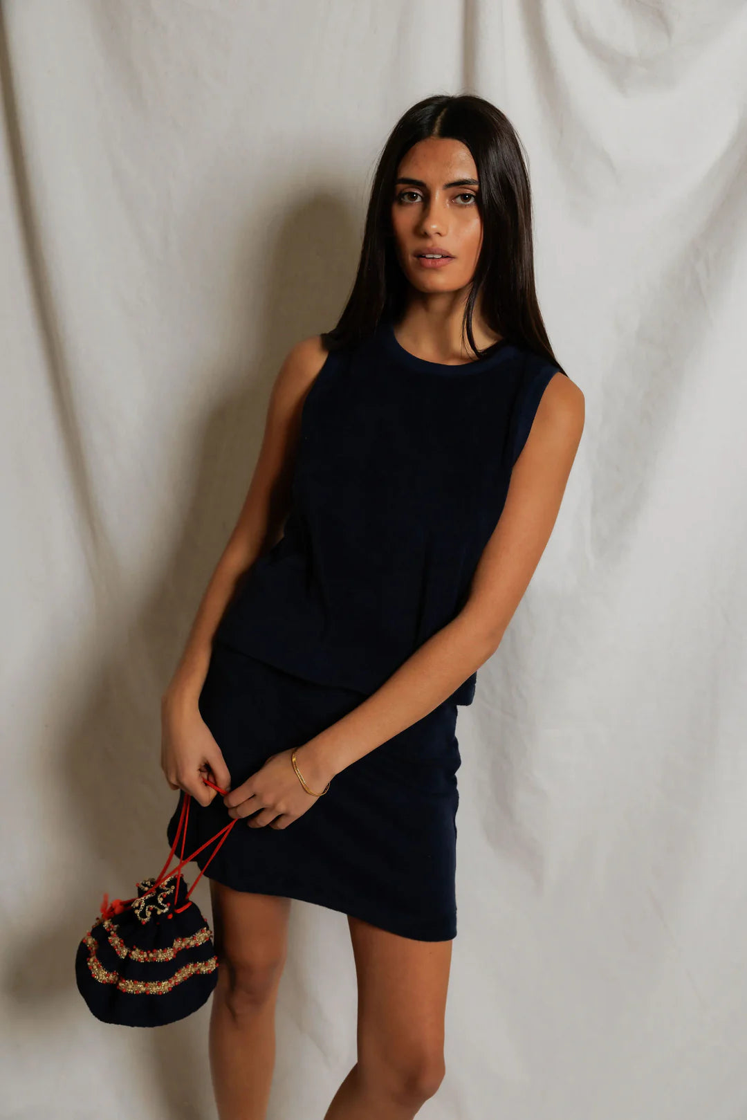 Esther Loop Terry High Neck Crop Tank