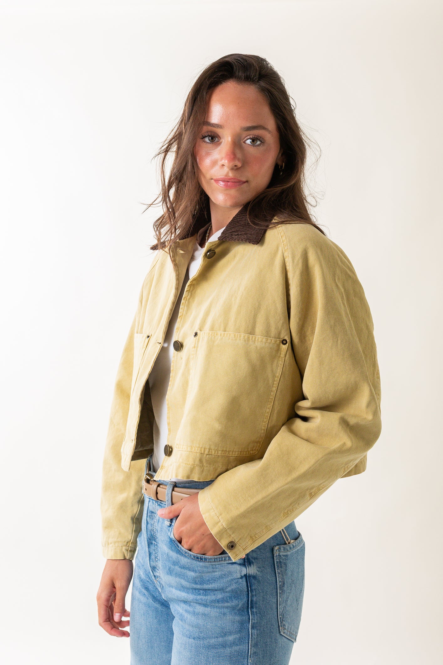 (取寄) ブランクニューヨーク レディース ブレーキング キャンプ クロップド ツイル ジャケット Blank NYC women Breaking Camp Cropped Twill Jacket Beige Breaking Camp Jacket – II Brunettes