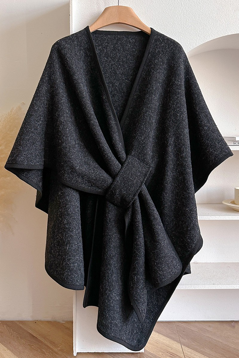 Knit Side Slit Shawl Side Warm Cover Up Cardigan