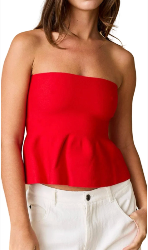 Ellie Strapless Knit Peplum Top