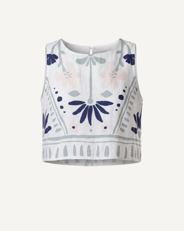 Venetia Top in Liliana Blue Surf Print