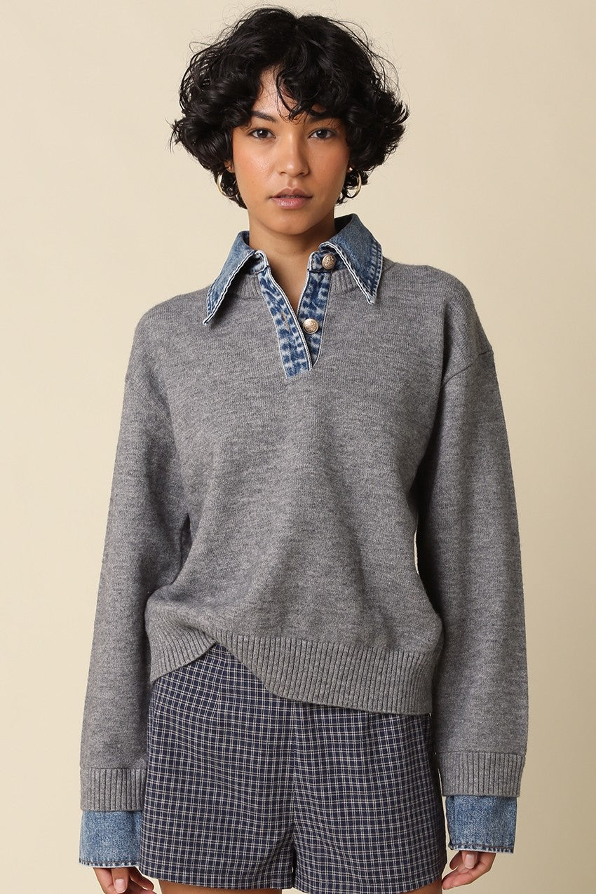 Emely Contrast Knit Top