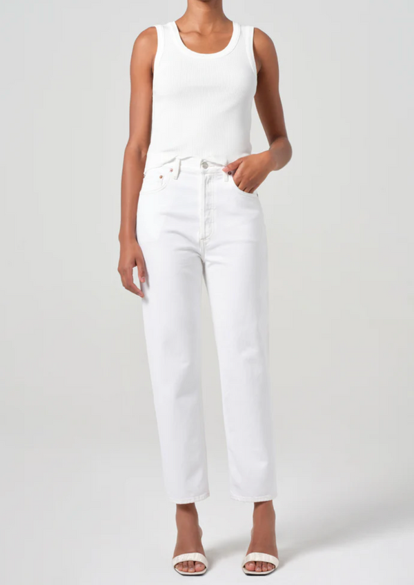 90's Pinch Waist Crop in Marshmallow
