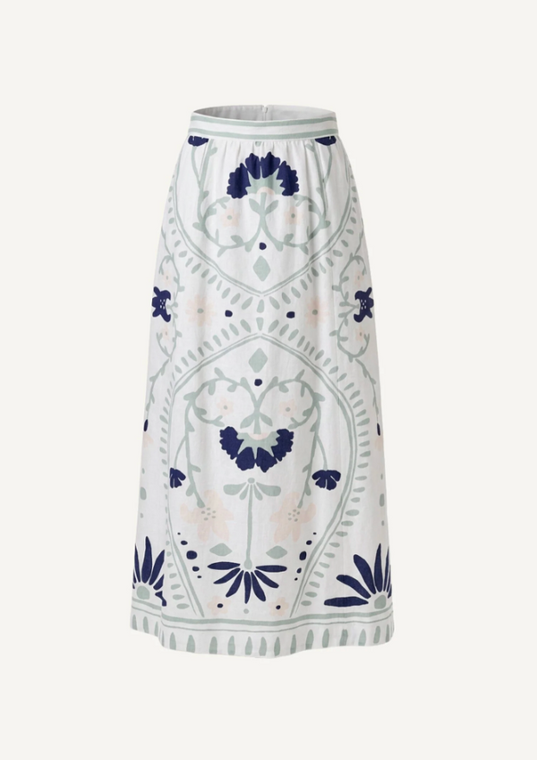 Juliet Ankle Skirt in Liliana Blue Surf Print
