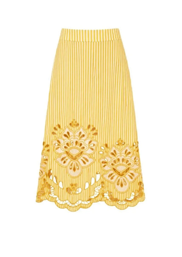 Bicolor Stripes Richilieu Midi Skirt