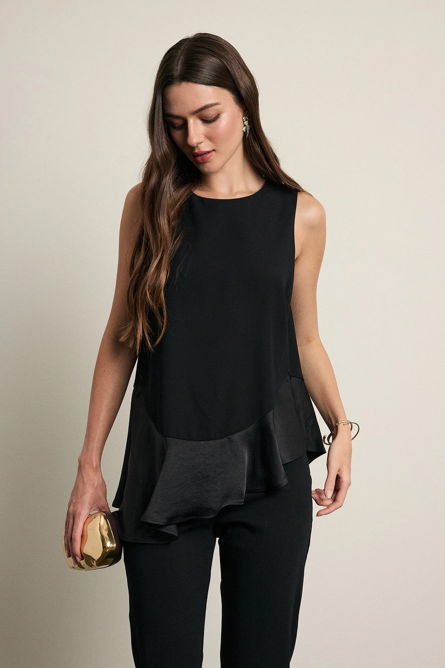 Asymmetrical Satin Ruffle Top