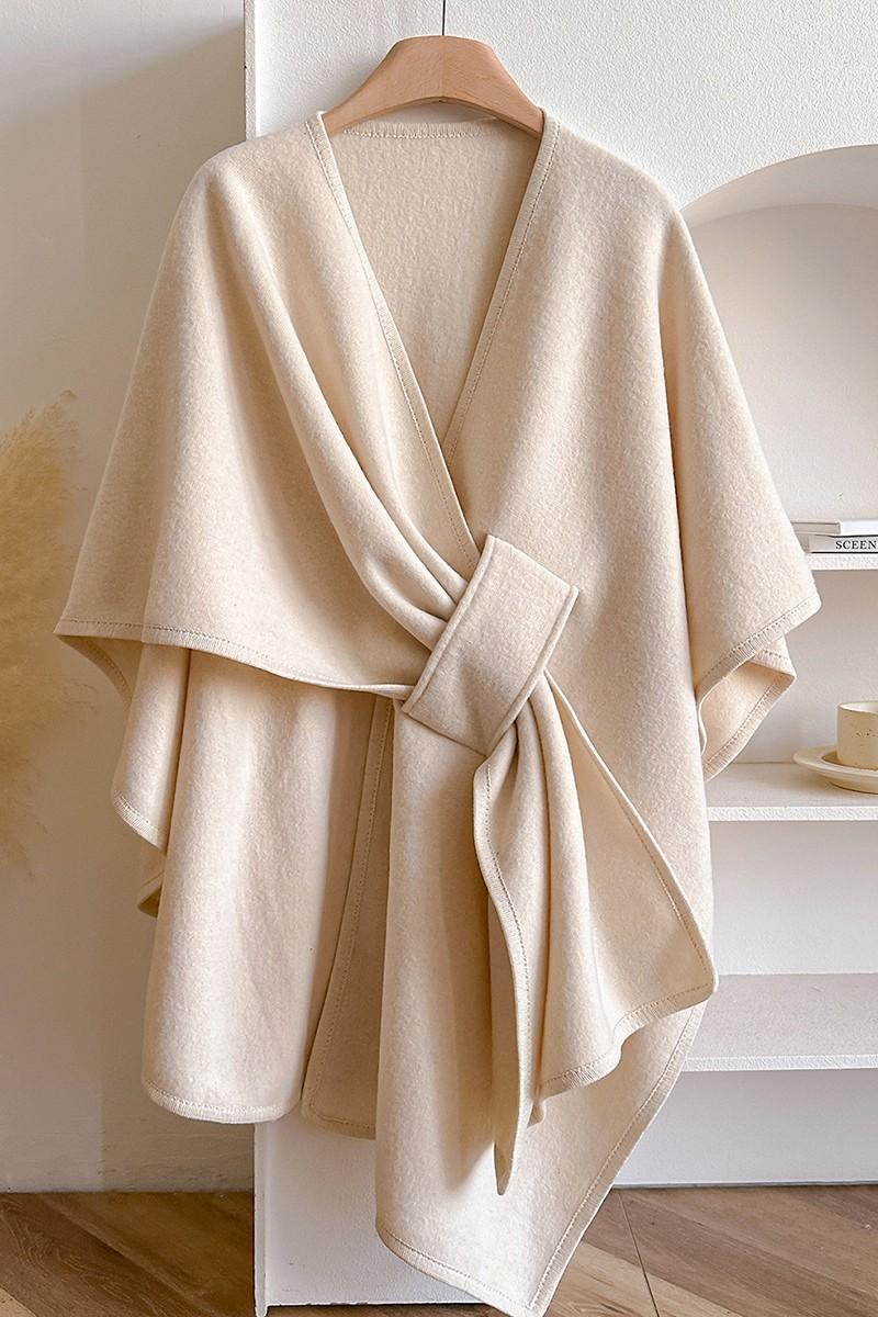 Knit Side Slit Shawl Side Warm Cover Up Cardigan