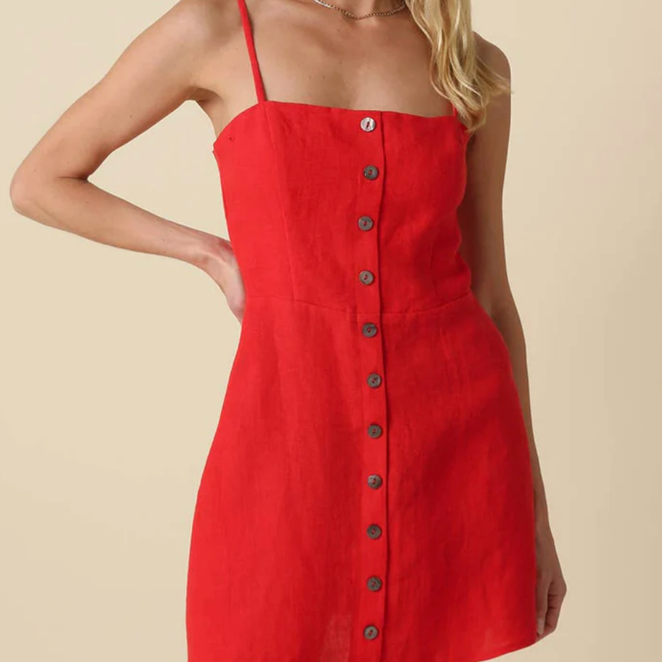 linen mini dress buttons JULY Button Down Linen Mini Dress