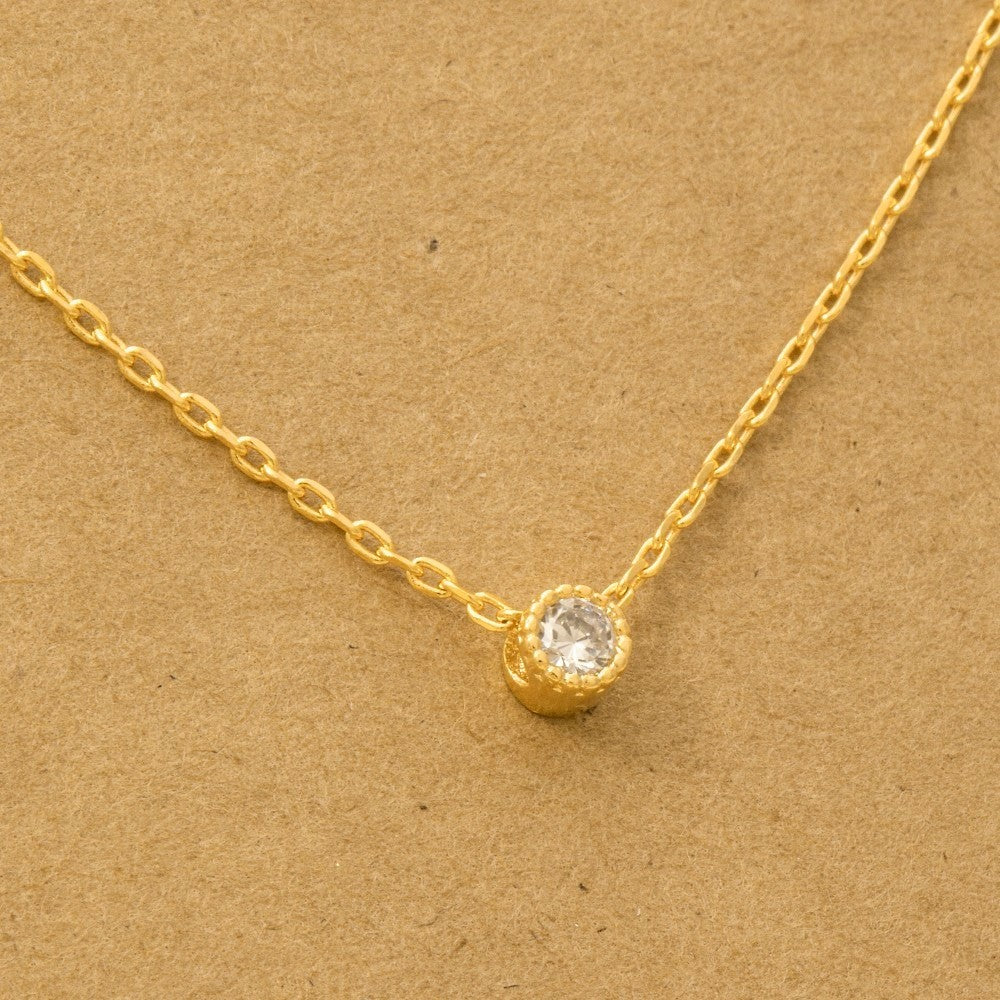 Gold Dipped Mini Cz Pendant Necklace