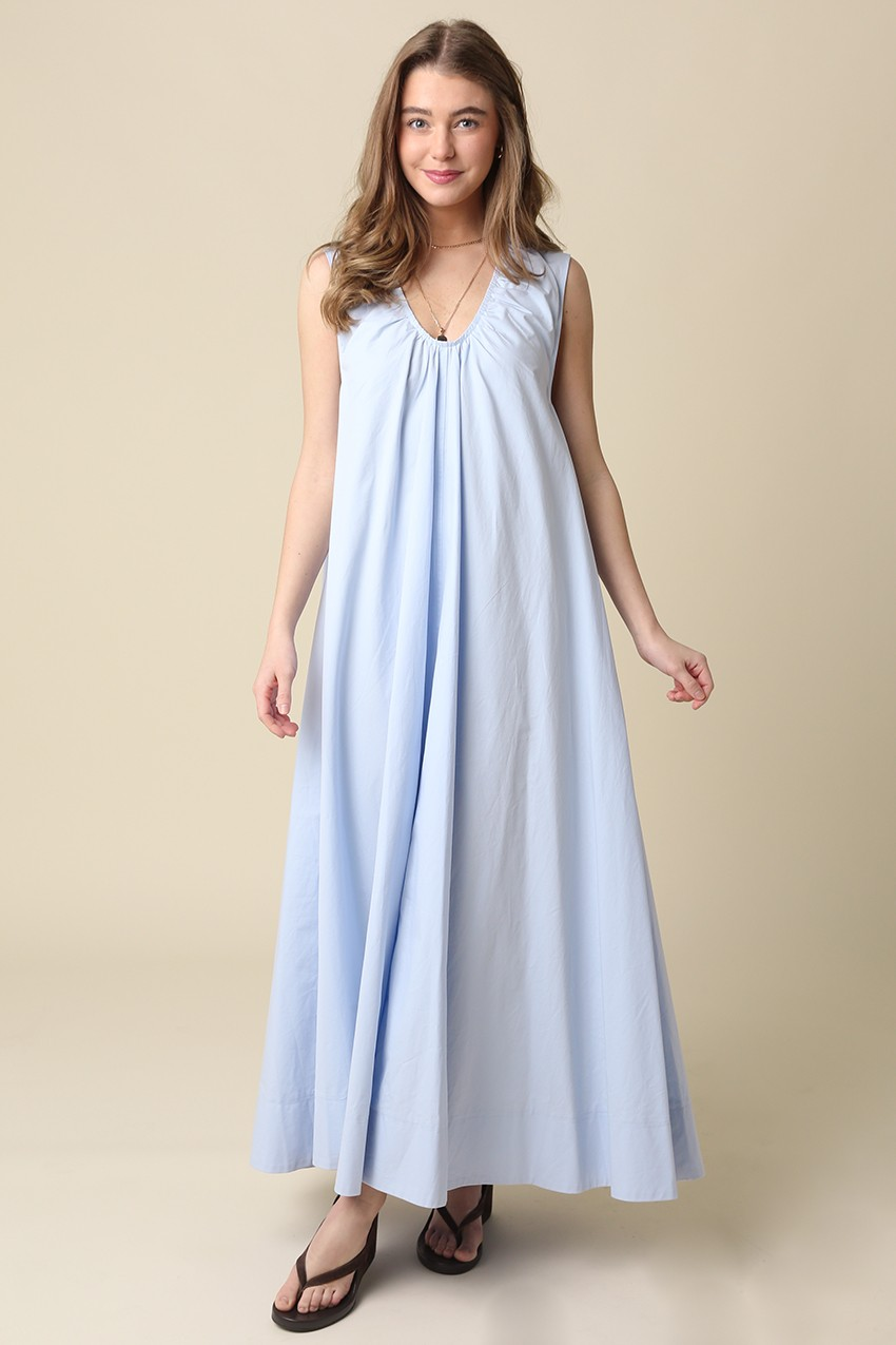 U-Neck Poplin Maxi