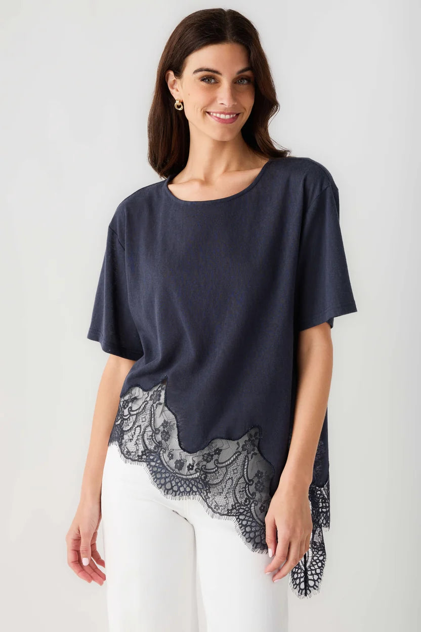 Slub Knit Lace Hem Tee