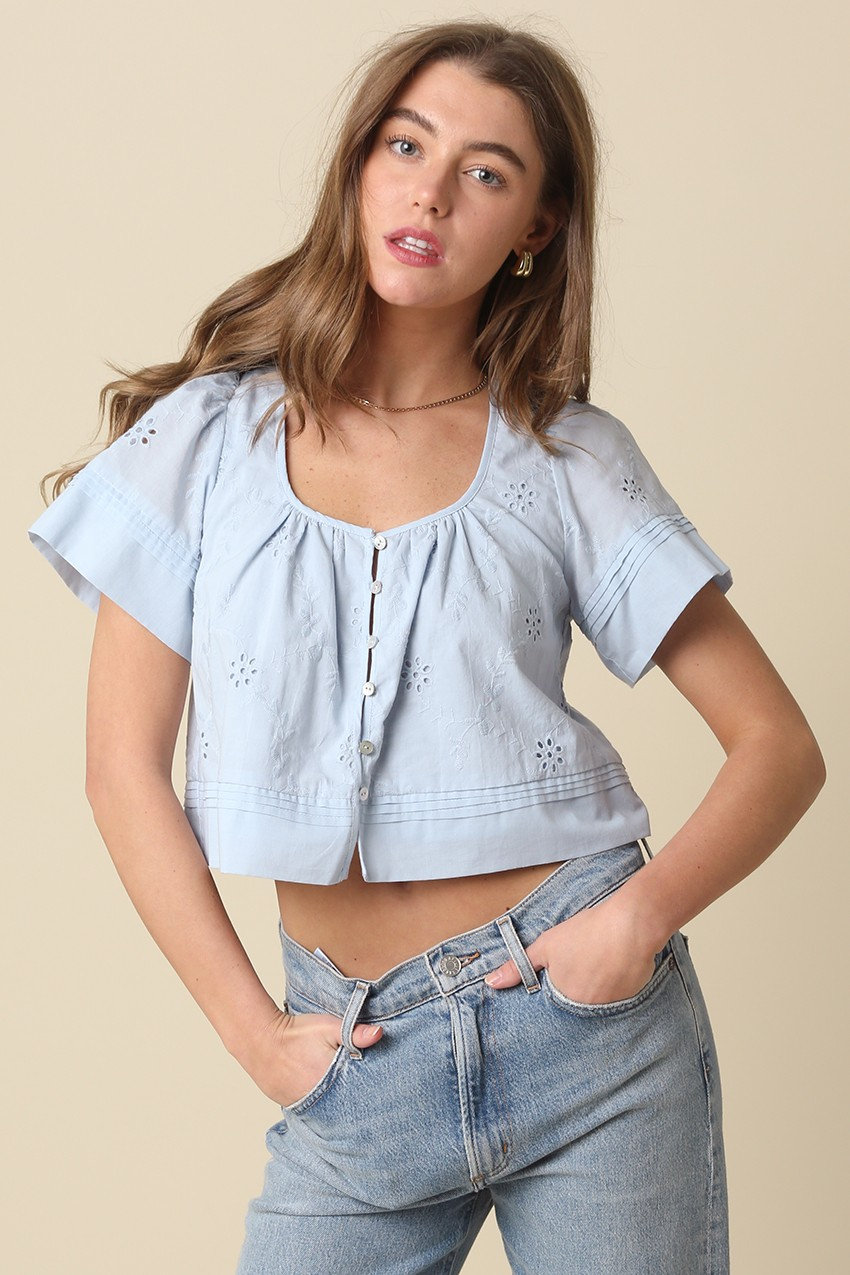 Elaine Flutter Sleeve Cropped Top