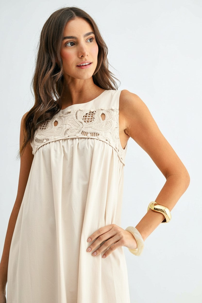 Boho Maxi Dress with Lace Details