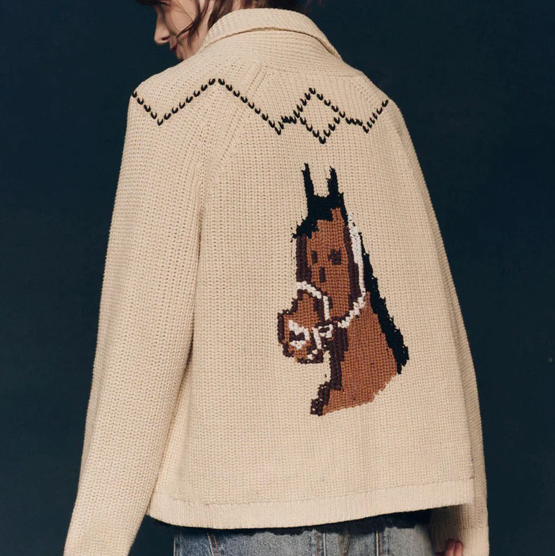 Fashionable Retro Art Lapel Knitted Cardigan