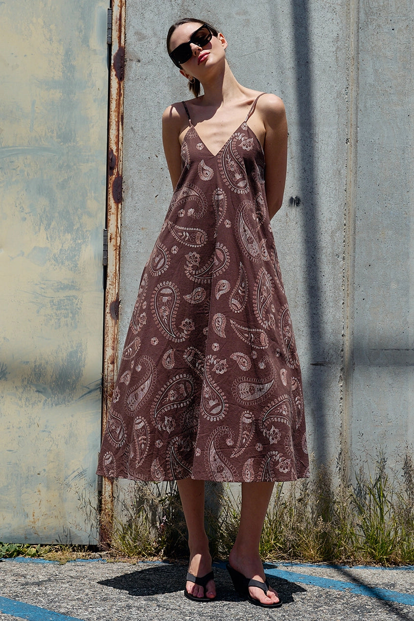 Paisley Print Flowy Midi Dress