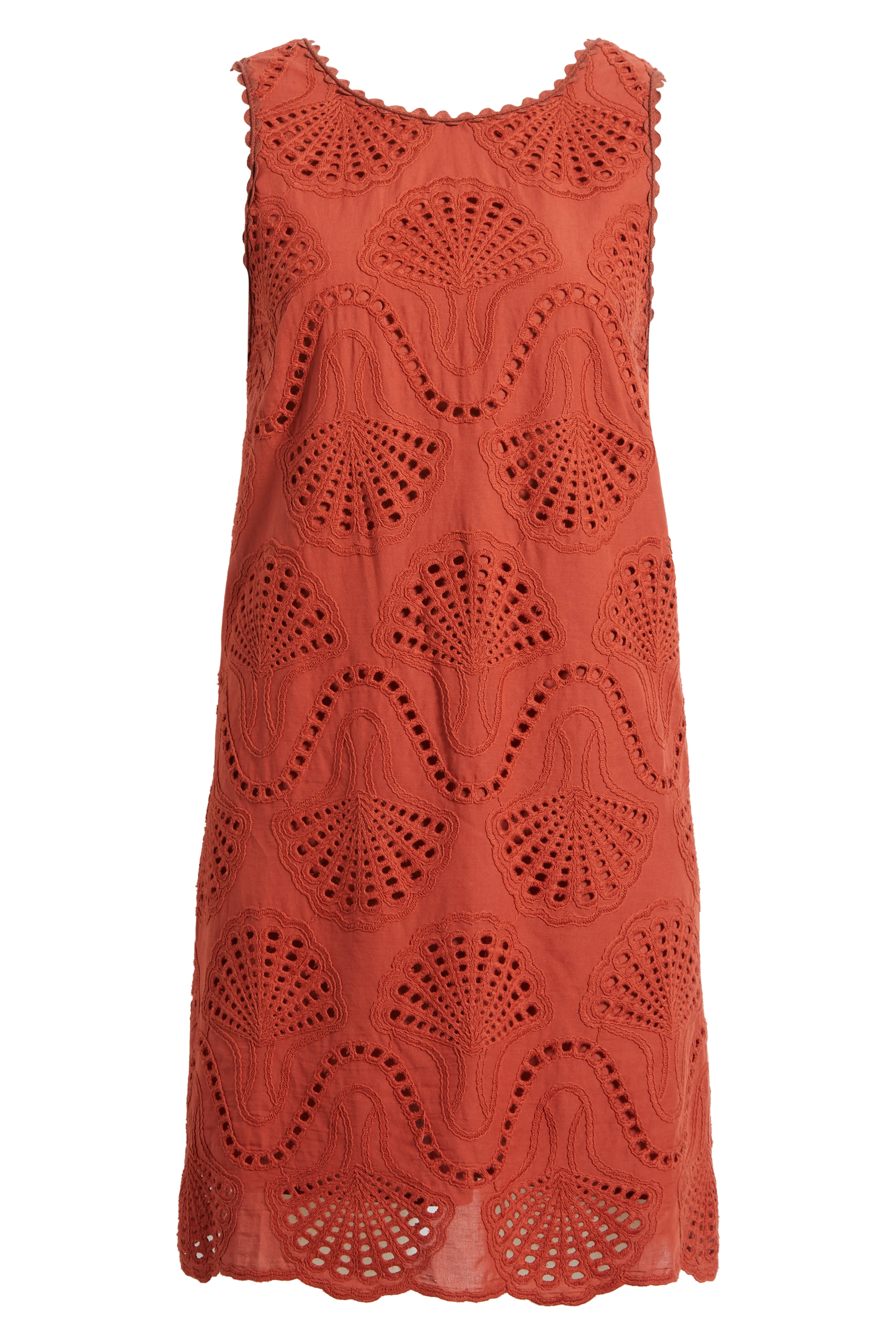 Woven Dress with Eyelet Detail and Back Zipper