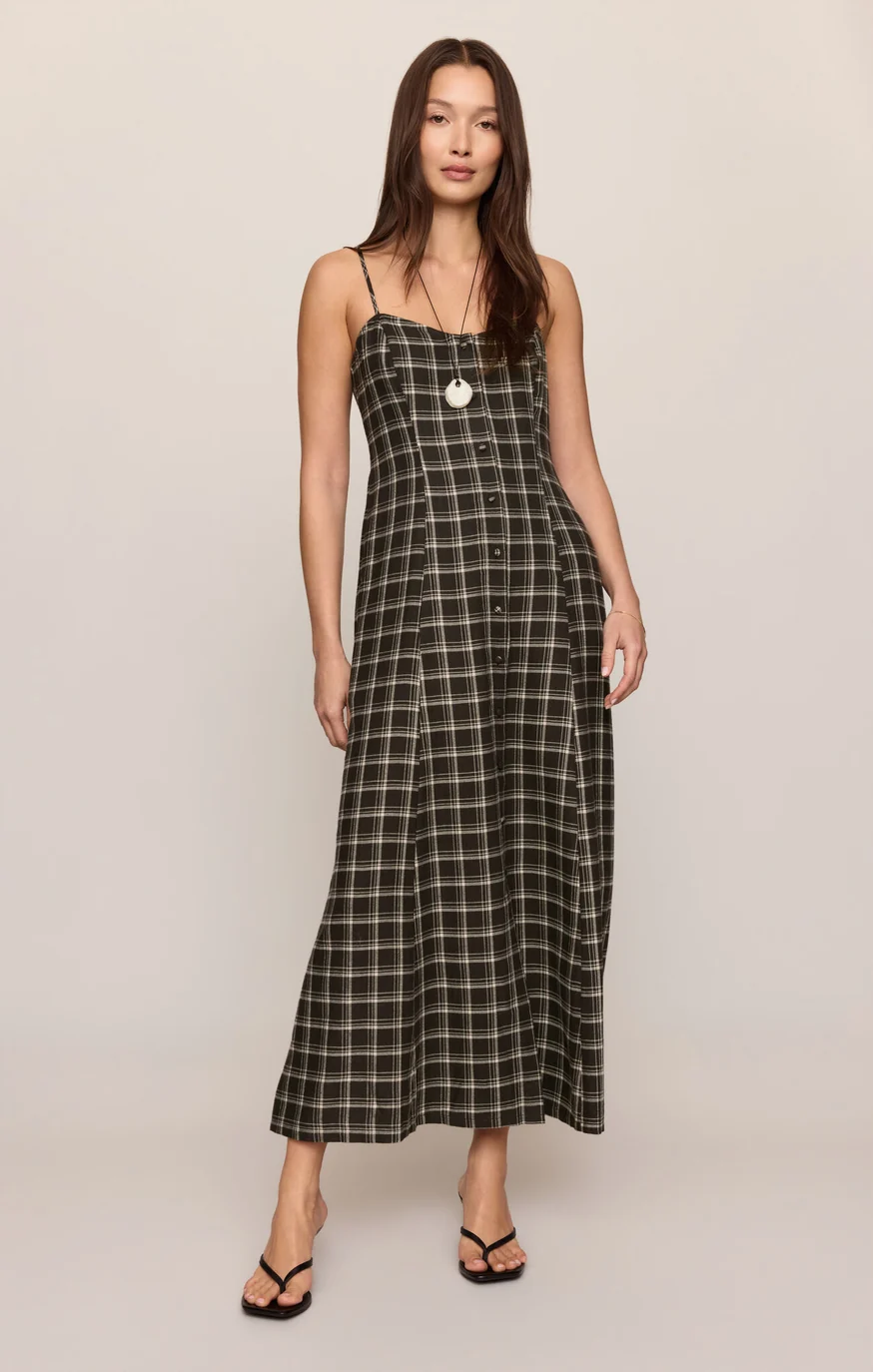 ANGEL EYES PLAID MIDI DRESS