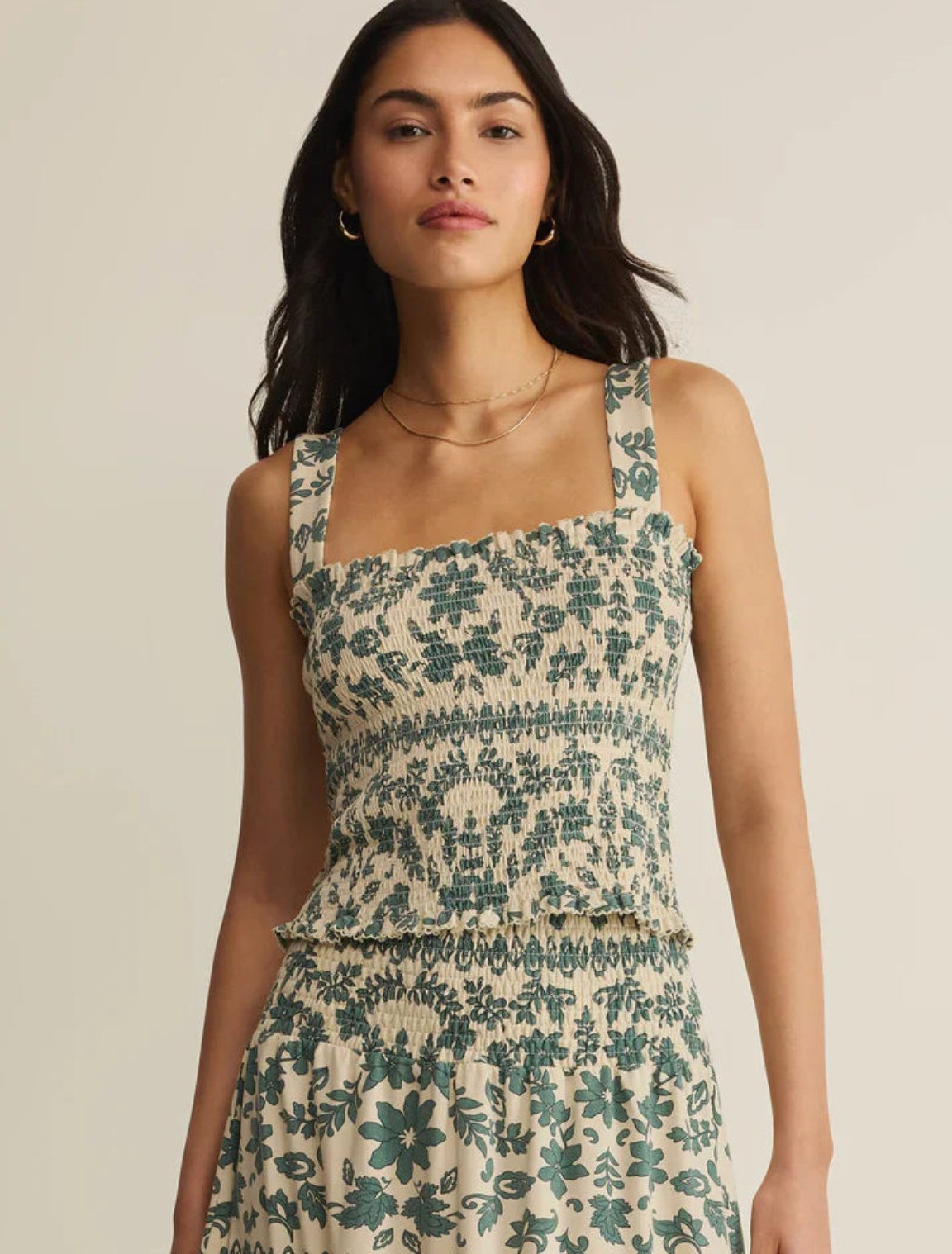 LEYA TERA PAISLEY SMOCKED TOP