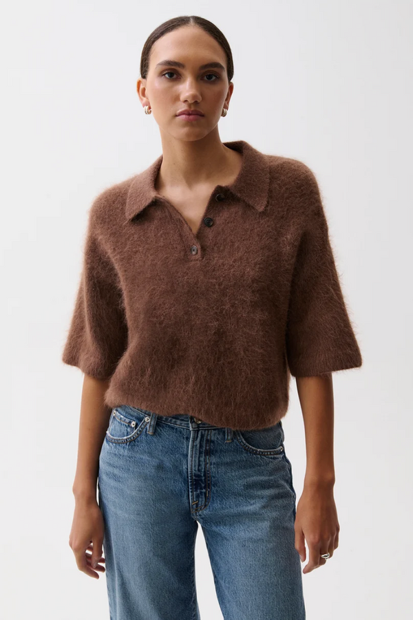 Nadya Alpaca Blend Boxy Polo Sweater