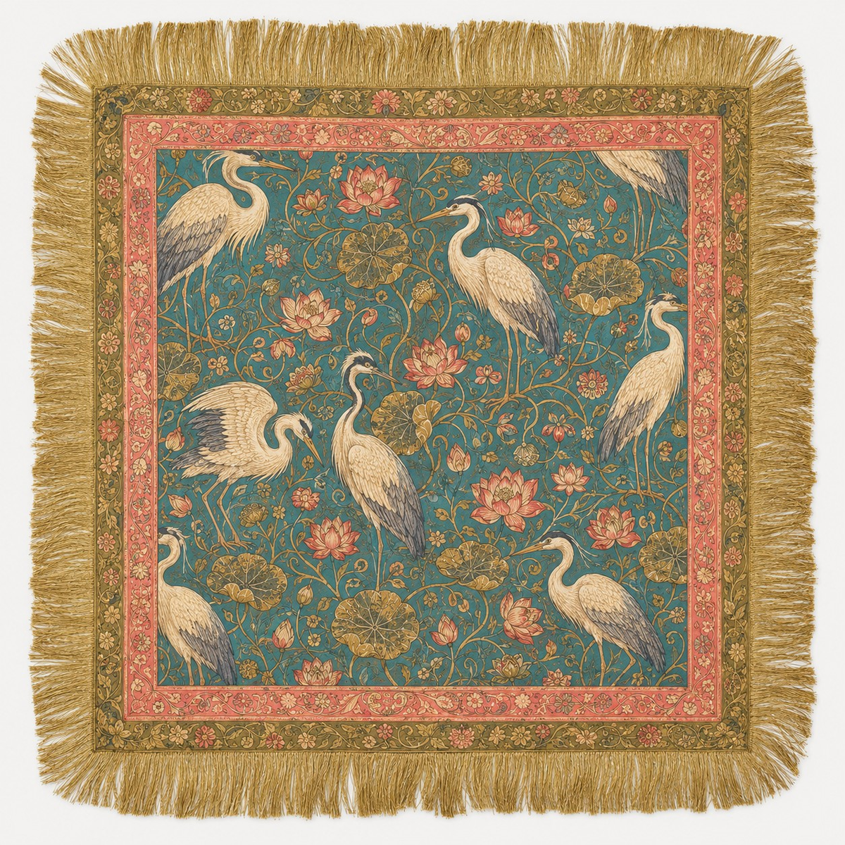 Botanical Print Fringed Scarf