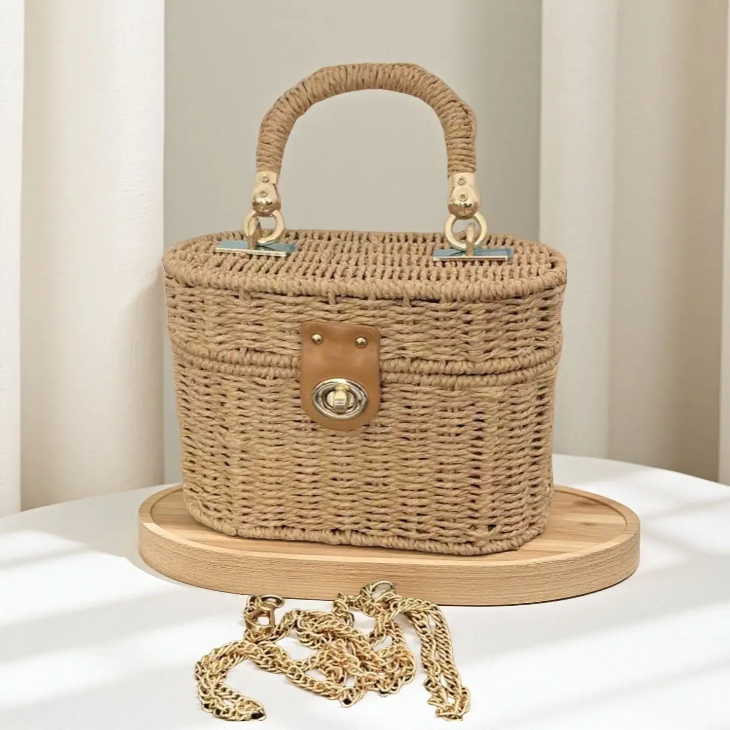 Handwoven Straw Crossbody Bag