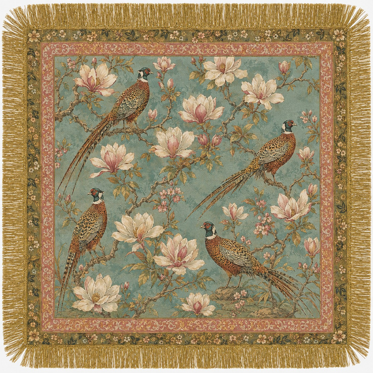 Botanical Print Fringed Scarf