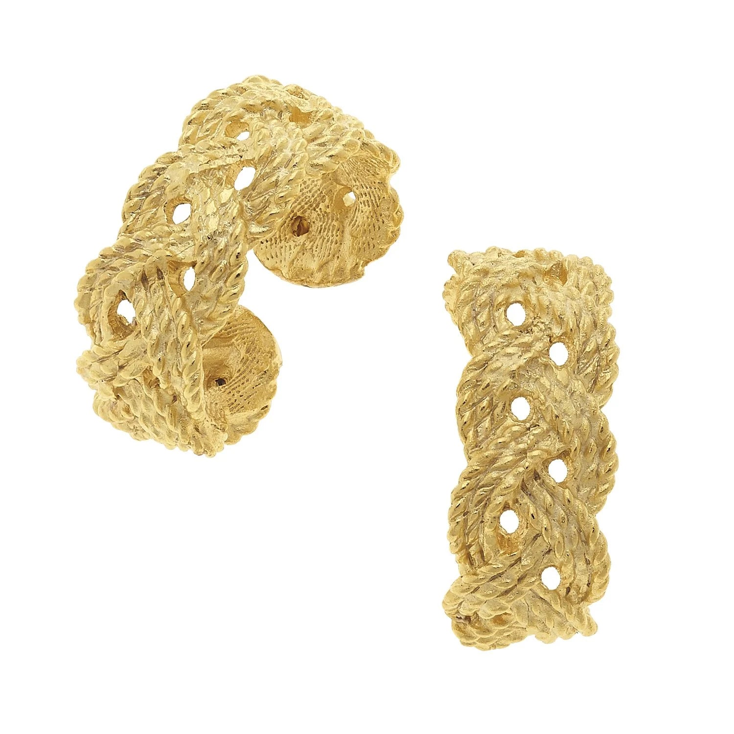 Gold Braided Hoop Earrings