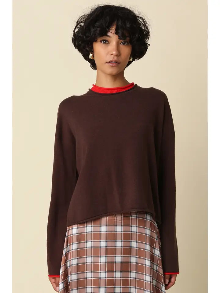 Skyler Contrast Trim Knit Sweater
